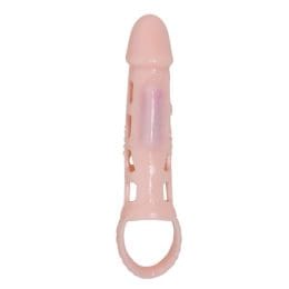 BAILE - PENIS EXTENDER COVER WITH VIBRATION AND NATURAL STRAP 13.5 CM 2